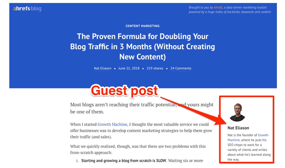 ahrefs guest post example